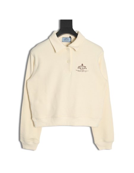 Prada distressed logo print lapel sweatshirt,Prada