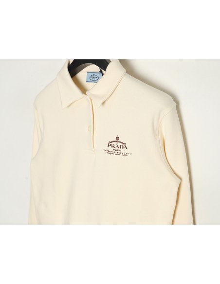 Prada distressed logo print lapel sweatshirt,Prada