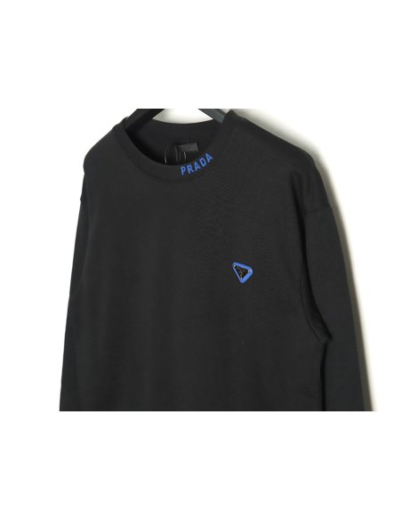 Prada triangle logo collar lettering round neck sweatshirt TSK1,Prada