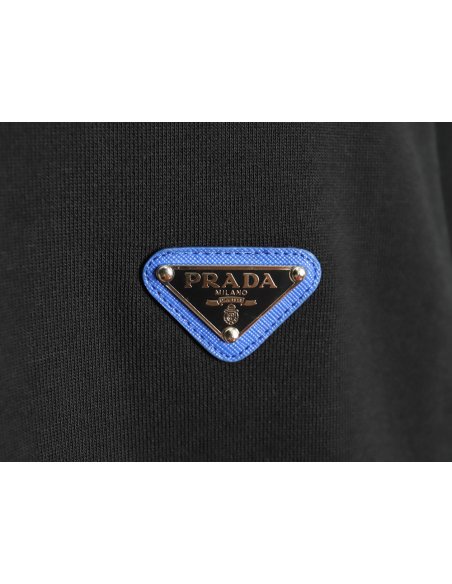 Prada triangle logo collar lettering round neck sweatshirt TSK1,Prada