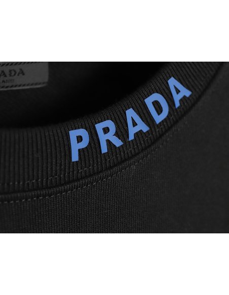 Prada triangle logo collar lettering round neck sweatshirt TSK1,Prada