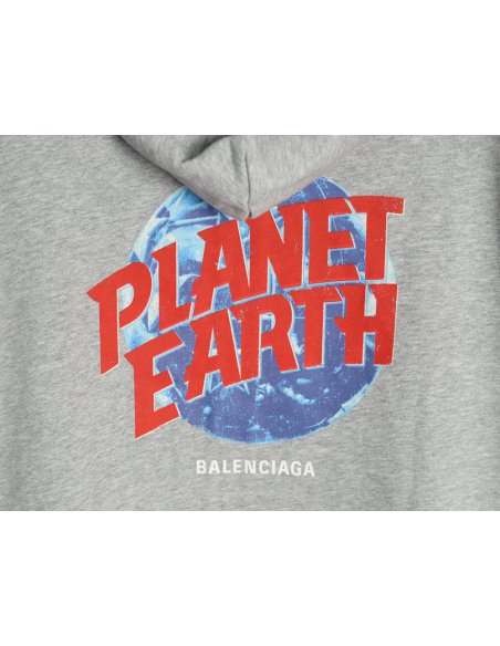 Balenciaga globe pattern printed distressed zipper jacket,Balenciaga