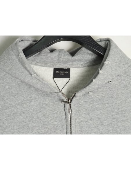 Balenciaga globe pattern printed distressed zipper jacket,Balenciaga