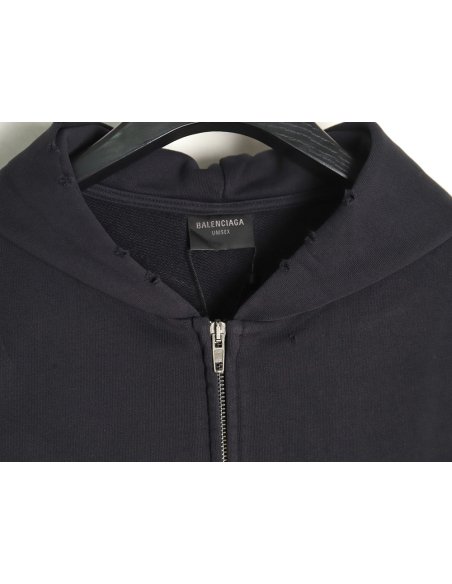 Balenciaga globe pattern printed distressed zipper jacket TSK1,Balenciaga
