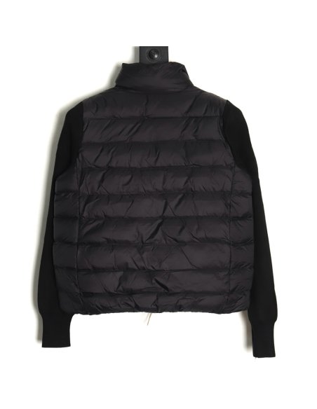 Moncler patchwork knitted stand collar lightweight down jacket TSK1,Moncler