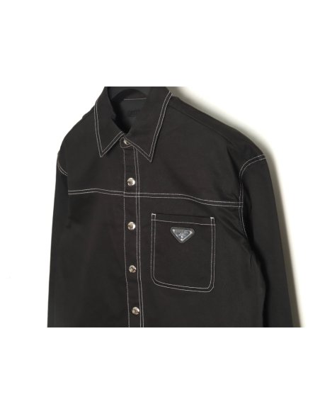 Prada triangle logo white line denim jacket,Prada
