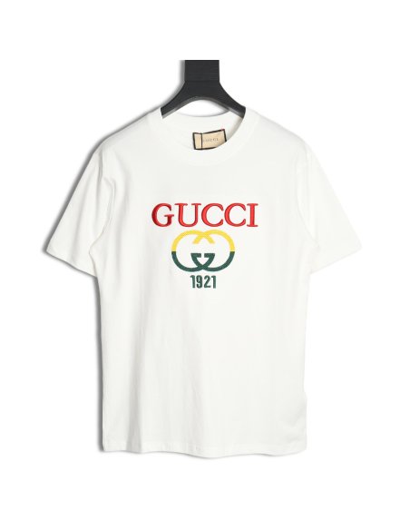 Gucci colorblock double G embroidered logo short-sleeved T-shirt,Gucci
