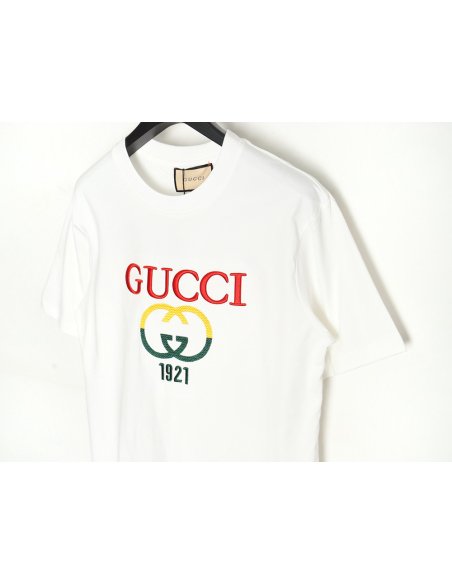 Gucci colorblock double G embroidered logo short-sleeved T-shirt,Gucci