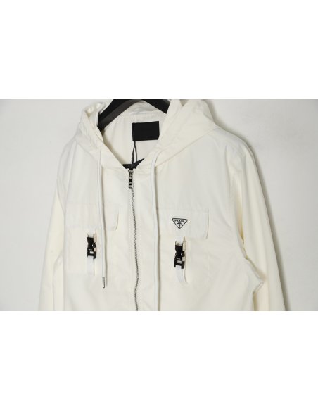 Prada 23Fw metal lock functional hooded jacket,Prada
