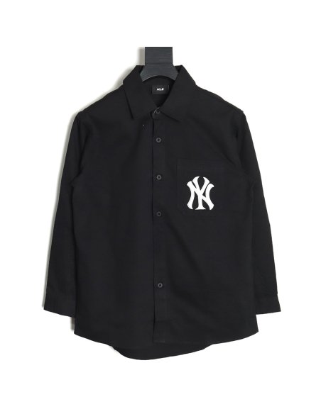 MLB Back Logo long-sleeved shirt autumn heavy embroidered Oxford shirt jacket,MLB