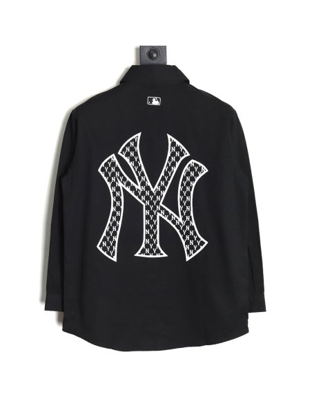 MLB Back Logo long-sleeved shirt autumn heavy embroidered Oxford shirt jacket,MLB