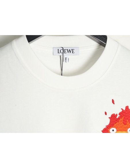 Loewe   Hals Moving Castle Joint Pocket Flame Embroidered Short Sleeve T-shirt,Loewe
