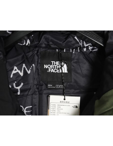The North Face colorblock print zip-up hooded down jacket,The North Face