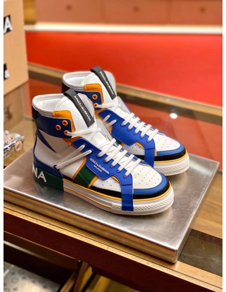 Dolce Gabbana Mens Blue Custom 2.Zero High-top Sneakers