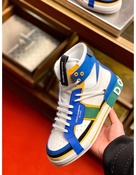 Dolce Gabbana Mens Blue Custom 2.Zero High-top Sneakers