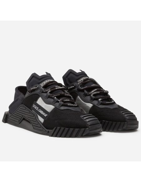 Dolce Gabbana Mens NS1 Slip-on Sneakers In Black Mesh