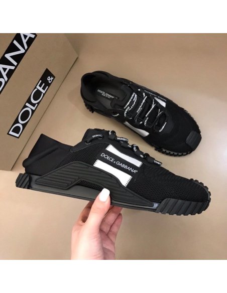 Dolce Gabbana Mens NS1 Slip-on Sneakers In Black Mesh