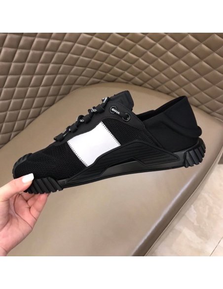 Dolce Gabbana Mens NS1 Slip-on Sneakers In Black Mesh