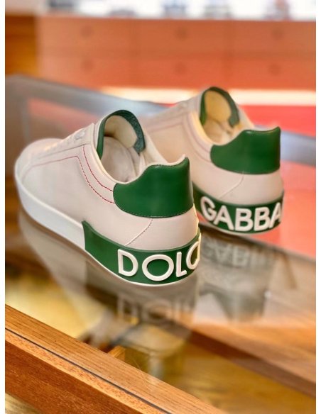 Dolce Gabbana Mens Portofino Sneakers with Green Branded