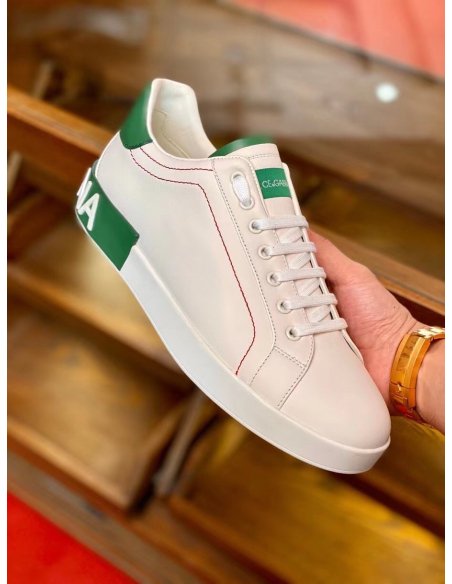 Dolce Gabbana Mens Portofino Sneakers with Green Branded