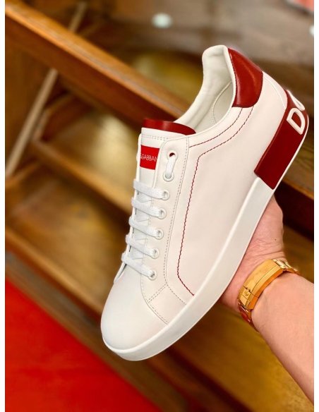 Dolce Gabbana Mens Portofino Sneakers with Red Branded