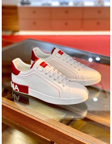 Dolce Gabbana Mens Portofino Sneakers with Red Branded