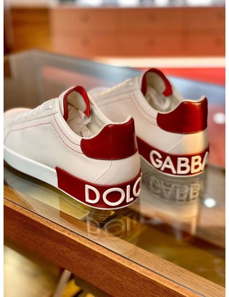 Dolce Gabbana Mens Portofino Sneakers with Red Branded