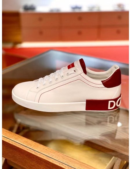 Dolce Gabbana Mens Portofino Sneakers with Red Branded