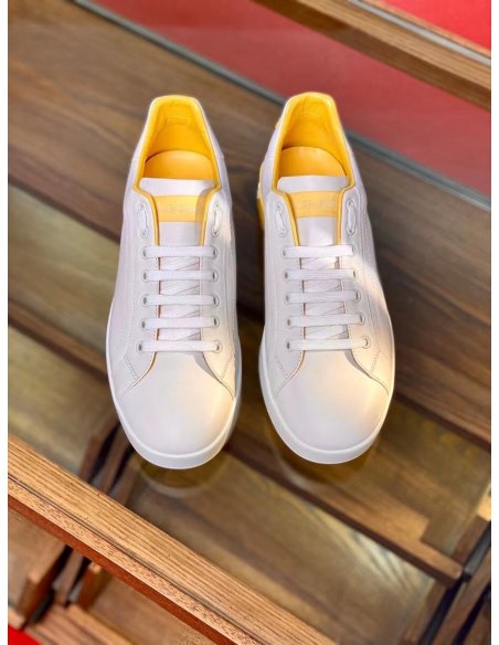 Dolce Gabbana Mens Portofino Sneakers with Yellow Branded
