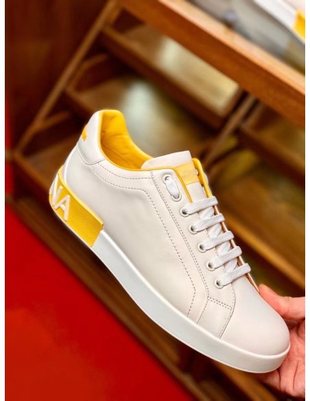 Dolce Gabbana Mens Portofino Sneakers with Yellow Branded