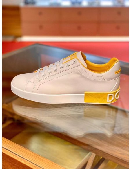 Dolce Gabbana Mens Portofino Sneakers with Yellow Branded