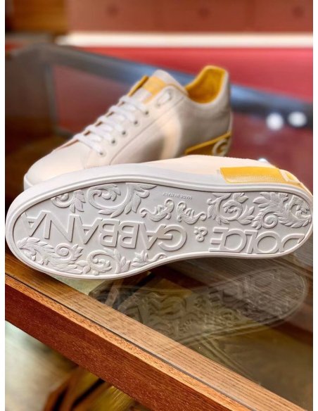 Dolce Gabbana Mens Portofino Sneakers with Yellow Branded