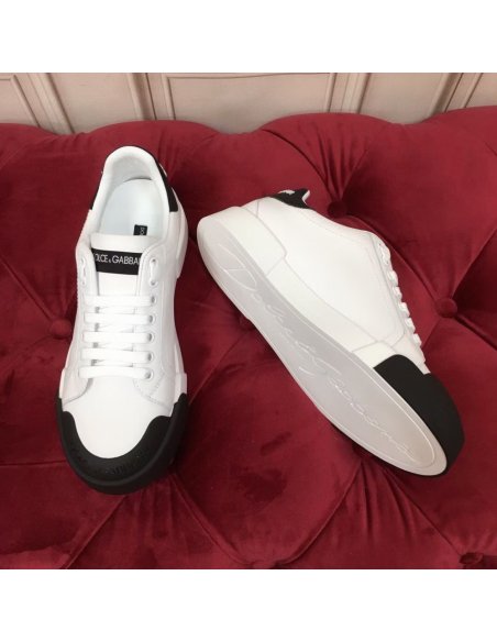 Dolce Gabbana Womens Portofino Sneakers with Black Toe-cap