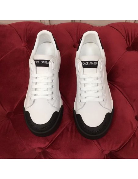 Dolce Gabbana Womens Portofino Sneakers with Black Toe-cap