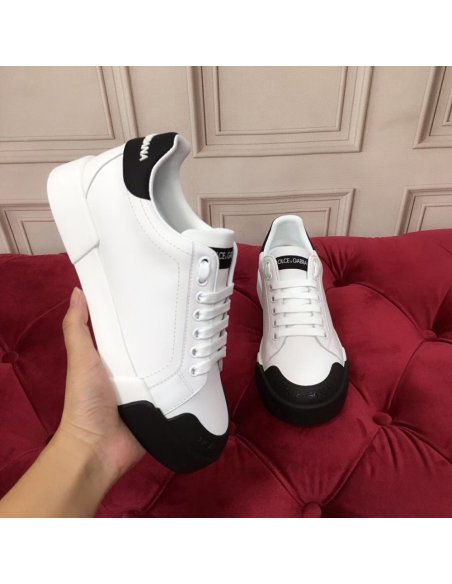 Dolce Gabbana Womens Portofino Sneakers with Black Toe-cap