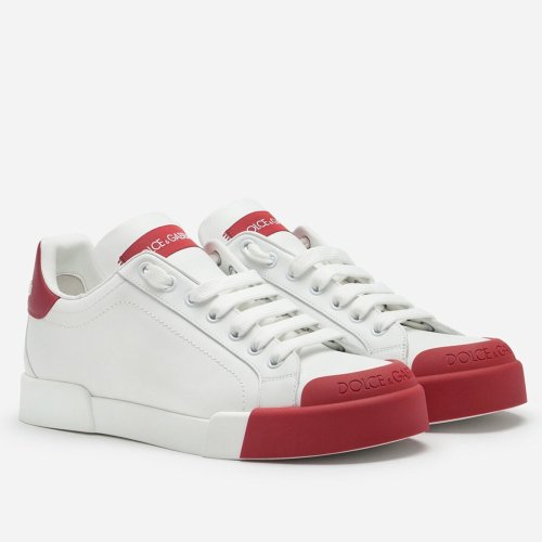 Dolce Gabbana Womens Portofino Sneakers with Red Toe-cap