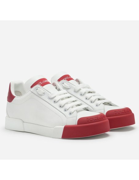 Dolce Gabbana Womens Portofino Sneakers with Red Toe-cap