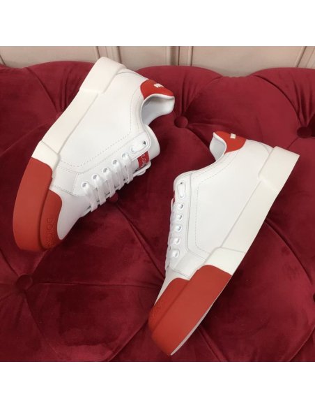 Dolce Gabbana Womens Portofino Sneakers with Red Toe-cap