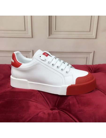 Dolce Gabbana Womens Portofino Sneakers with Red Toe-cap
