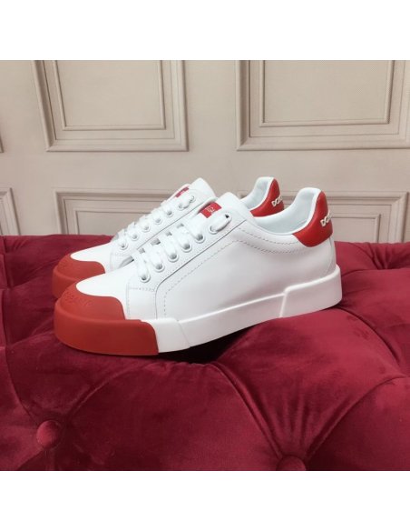 Dolce Gabbana Womens Portofino Sneakers with Red Toe-cap