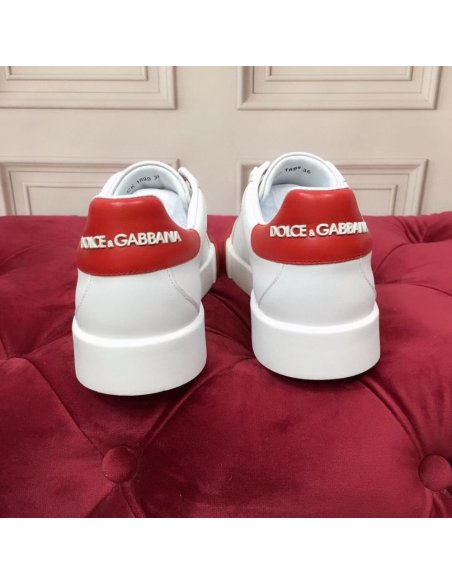 Dolce Gabbana Womens Portofino Sneakers with Red Toe-cap