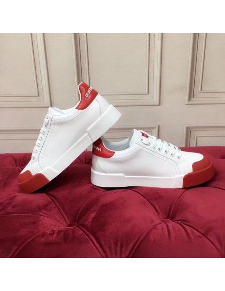 Dolce Gabbana Womens Portofino Sneakers with Red Toe-cap