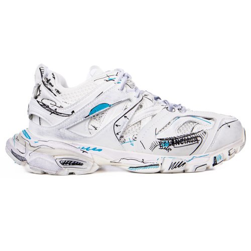 Balenciaga Track 3.0 White Blue Black High Art Graffiti,BALENCIAGA TRACK