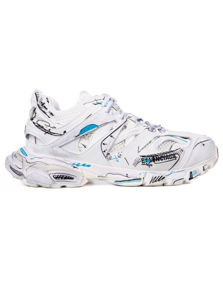 Balenciaga Track 3.0 White Blue Black High Art Graffiti,BALENCIAGA TRACK