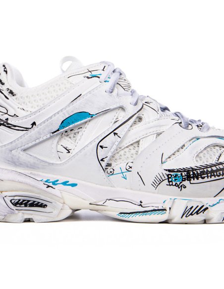 Balenciaga Track 3.0 White Blue Black High Art Graffiti,BALENCIAGA TRACK