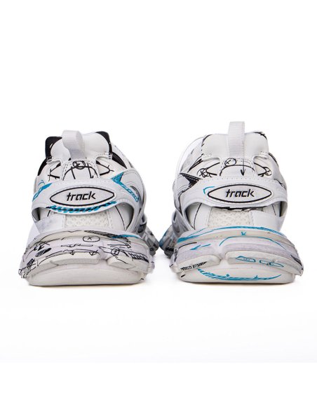 Balenciaga Track 3.0 White Blue Black High Art Graffiti,BALENCIAGA TRACK