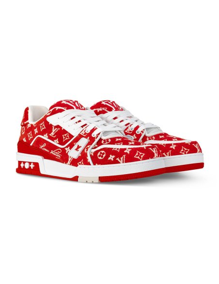 Louis Vuitton Trainer Red Monogram Textile,LV Trainer