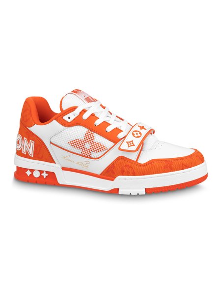 Louis Vuitton Trainer Low Orange Monogram Denim,LV Trainer