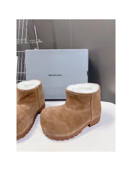 Balenciaga Alaska Fur Bootie in Brown,BALENCIAGA BOOT