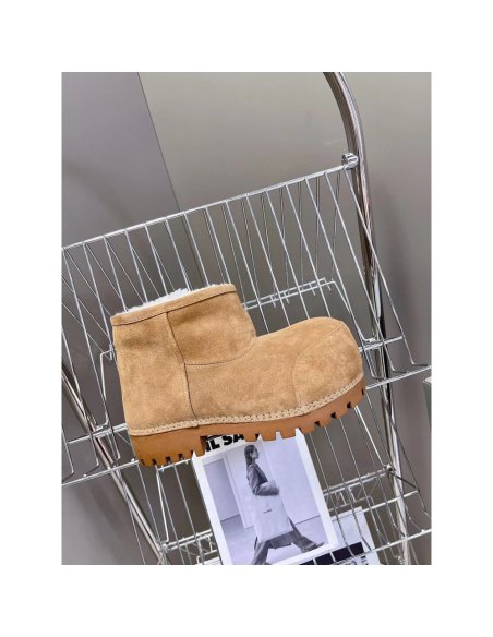Balenciaga Alaska Fur Bootie in Brown,BALENCIAGA BOOT